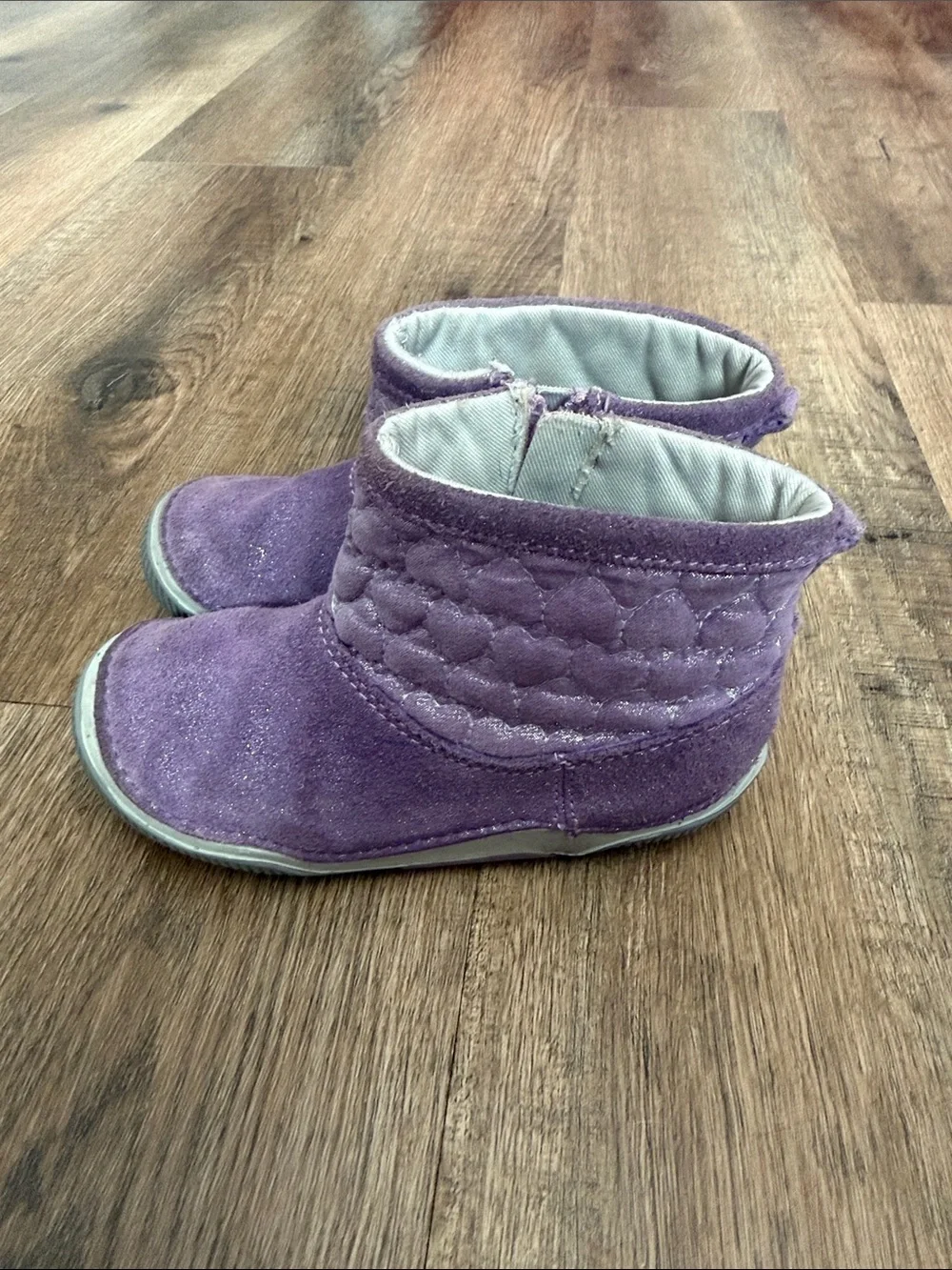 Stride Rite Girls Purple Suede Glitter Ankle Boots Size 9